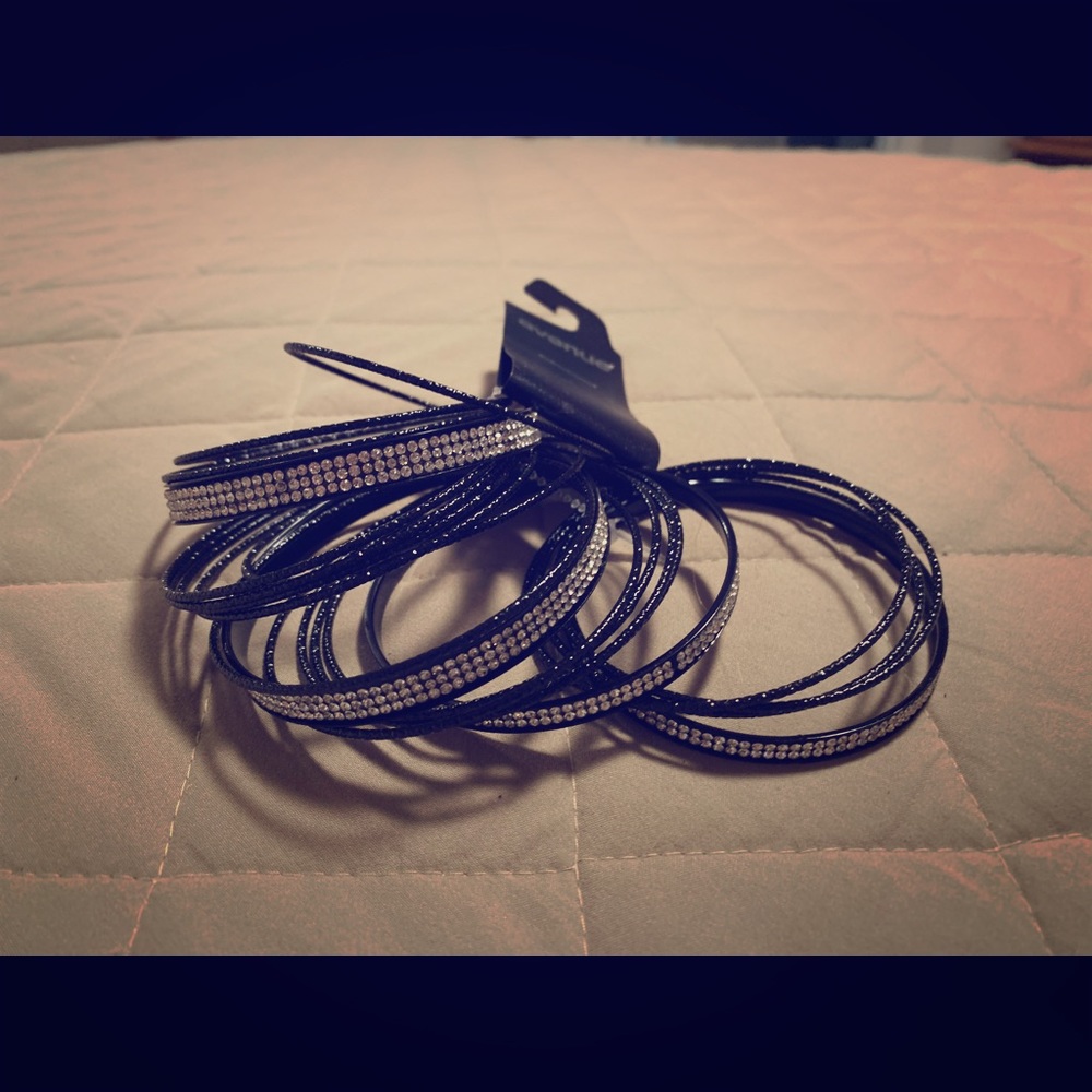 Black and rhinestone bracelets-plus size